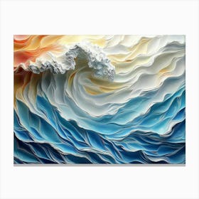 3d Relief Art With Painting Of A Colorful 3d Wave Oil Painting 2 Canvas Print