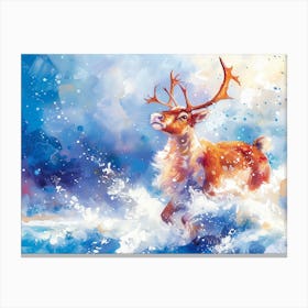 Reindeer In The Snow 1 Canvas Print