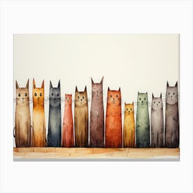 Cats In A Row 2 Canvas Print