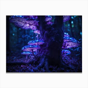 Ai Purple Bioluminescent Fungus On Tree 022204 Canvas Print
