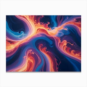 A Vibrant, Abstract Pattern Of Teal And Orange Flames, Resembling A Cosmic Flower Or A Swirling Galaxy Canvas Print