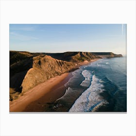 Westcoast of Portugal by drone with golden hour Canvas Print