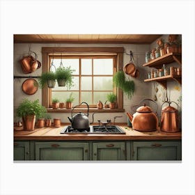 Kitchen With Pots And Pans Canvas Print