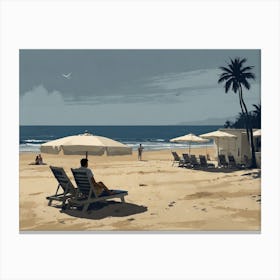 Beach Chairs And Umbrellas hamptons Canvas Print