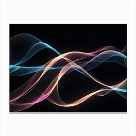 Abstract Image Of Colorful, Glowing Waves On A Black Background, Creating A Dynamic And Energetic Effect 2 Canvas Print