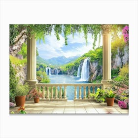 Waterfall In The Garden 2 Canvas Print