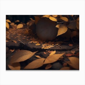 Path Covered In Fallen Leaves Canvas Print