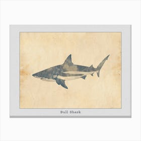 Bull Shark Grey Silhouette 1 Poster Canvas Print
