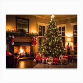 Christmas Tree In The Living Room 143 Canvas Print