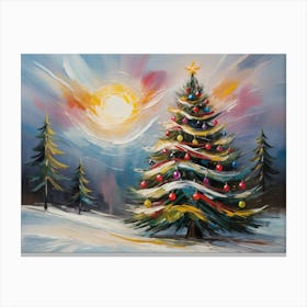 Vintage Christmas Tree Wonderland Canvas Print