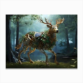 Deer In The Woods Paintings Art Print 5 Canvas Print