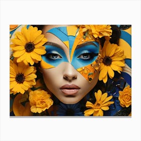 Beautiful Woman With Flowers Canvas Print