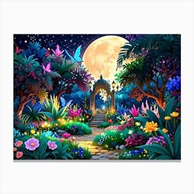 Garden At Night Canvas Print