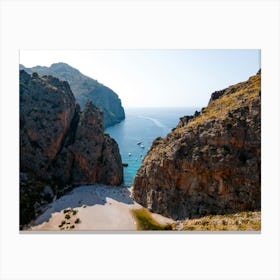 Mallorca Cliffs - Drone view over the Spanish island and most beautiful beach of the Balears Canvas Print