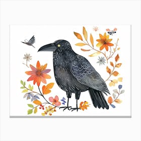 Little Floral Crow 3 Canvas Print