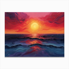 Sunset Over The Ocean 1 Canvas Print