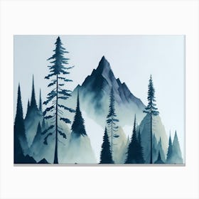 Mountain And Forest In Minimalist Watercolor Horizontal Composition 425 Canvas Print