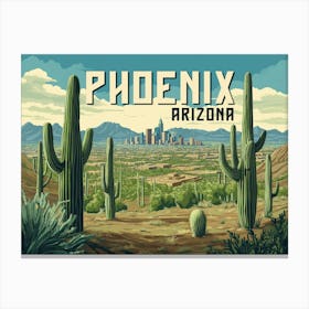 Phoenix Arizona - Retro Desert Cityscape Leinwandbild