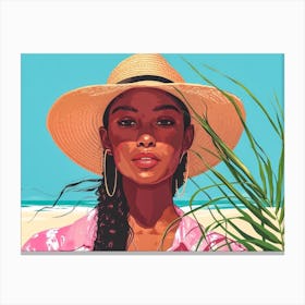 Illustration of an African American woman at the beach 23 Canvas Print