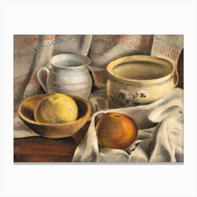 Still Life With Ceramic Pots And Apples (1925–1927), Mikuláš Galanda Canvas Print