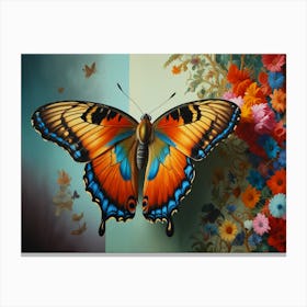 Butterfly With Flowers Canvas Print