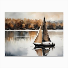 Sailboat Painting Lake House (8) Canvas Print