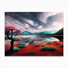 Pink Tree In A Field Canvas Print