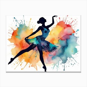 Silhouette of ballerina ballet dance - Watercolor painting #4 Canvas Print