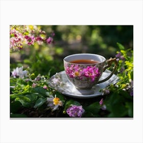 Tea In The Garden Canvas Print