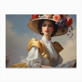 Lady In A Flowered Hat Canvas Print