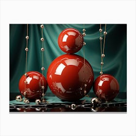 New Year Decoration With Red Balls Canvas Print