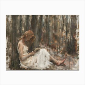 Reading In The Woods 1 Canvas Print