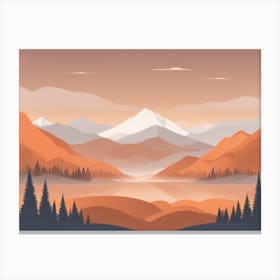 Misty mountains horizontal background in orange tone 159 Canvas Print