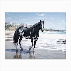 A Horse Oil Painting In Bondi Beach, Australia, Landscape 3 Canvas Print