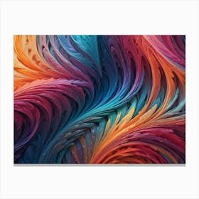 An Abstract, Swirling Pattern Of Colorful Tendrils And Feathers On A Dark Background Canvas Print