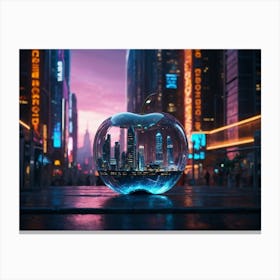 Default A Futuristic City Contained Within A Crystal Apple Its 0 Canvas Print