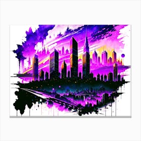 Purple Cityscape Canvas Print