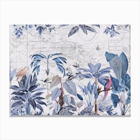 Blue Exotic Birds Journey Canvas Print