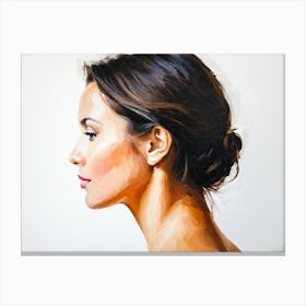 Side Profile Of Beautiful Woman Oil Painting 77 Canvas Print