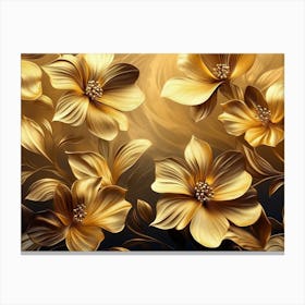 Gold Flowers Leaf Canvas Print