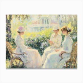 Three Ladies In A Garden Canvas Print