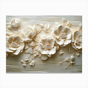 White Flowers On Wood Canvas Print