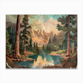 Retro Mountains Illustration 7 Canvas Print