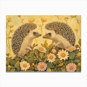 Floral Animal Illustration Hedgehog 4 Canvas Print