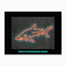 Orange Smooth Hammerhead Neon Shark 8 Poster Canvas Print