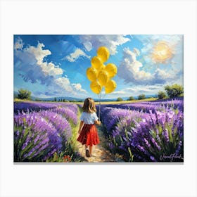 A Little Girl In A Field Of Lavender Canvas Print