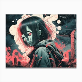Dark Halloween Noir Art Greys And Red 03 Canvas Print