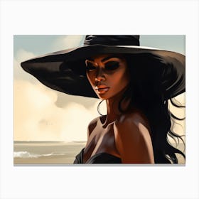 Illustration of an African American woman at the beach 84 Canvas Print