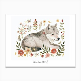 Little Floral Arctic Wolf 2 Poster Canvas Print