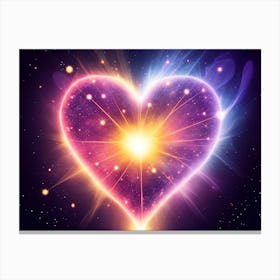 A Colorful Glowing Heart On A Dark Background Horizontal Composition 10 Canvas Print